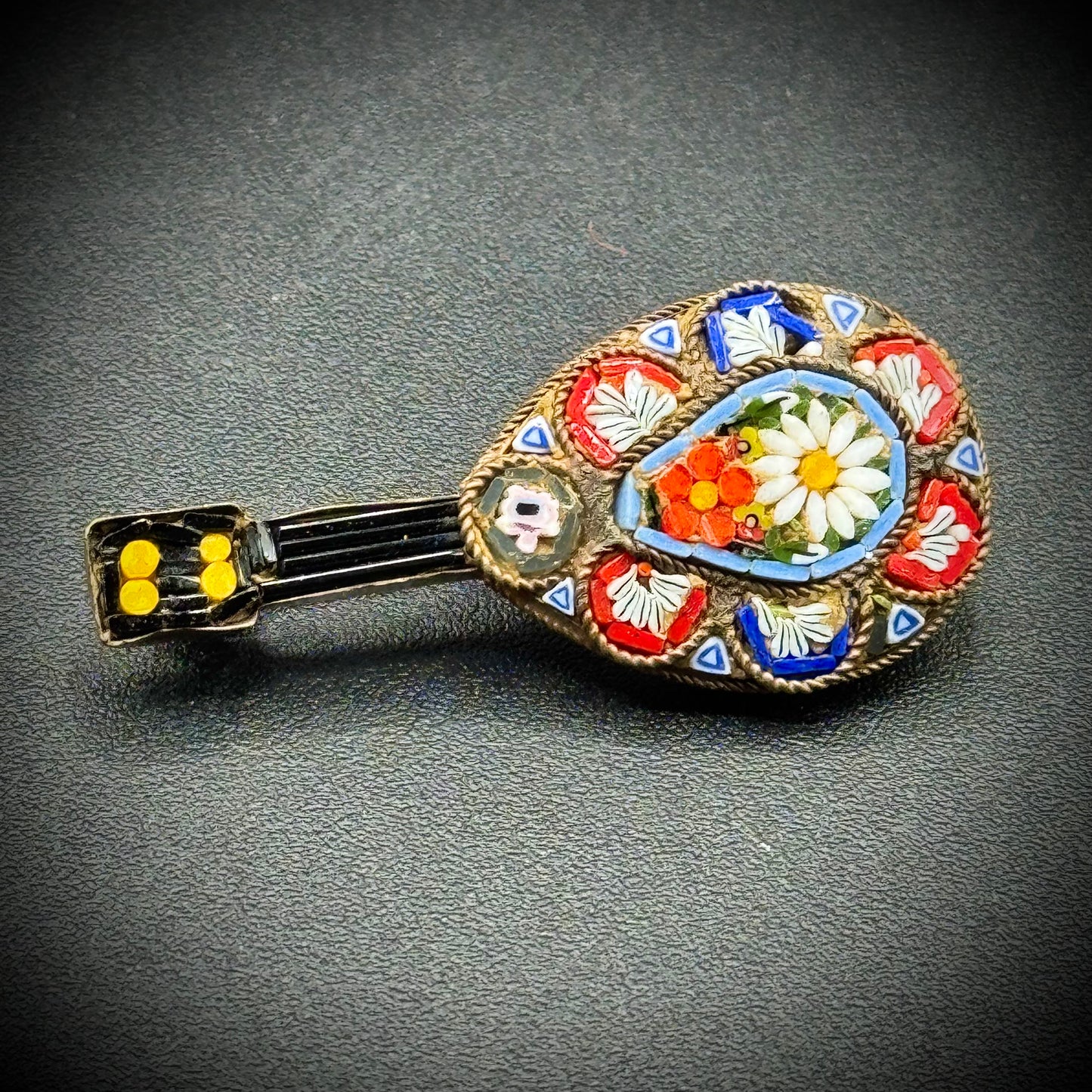 Vintage Micro Mosaic Mandolin Pin/Brooch - Made in Italy