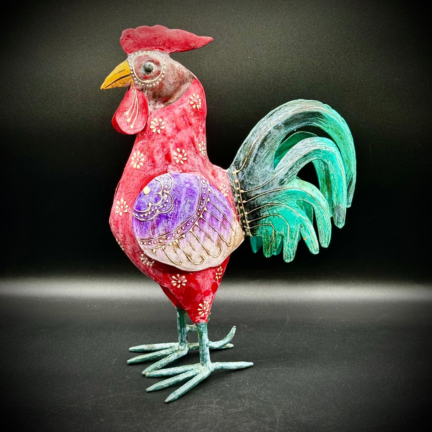 Heavy Metal Rooster Folk Art Style