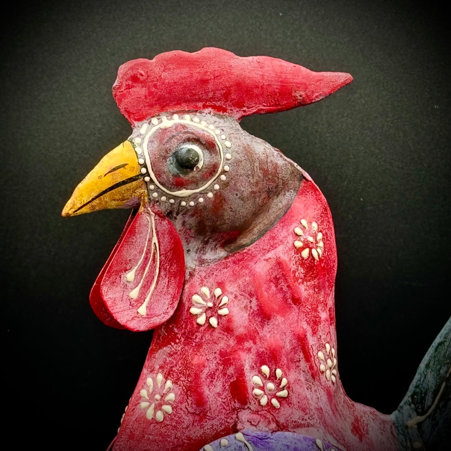 Heavy Metal Rooster Folk Art Style