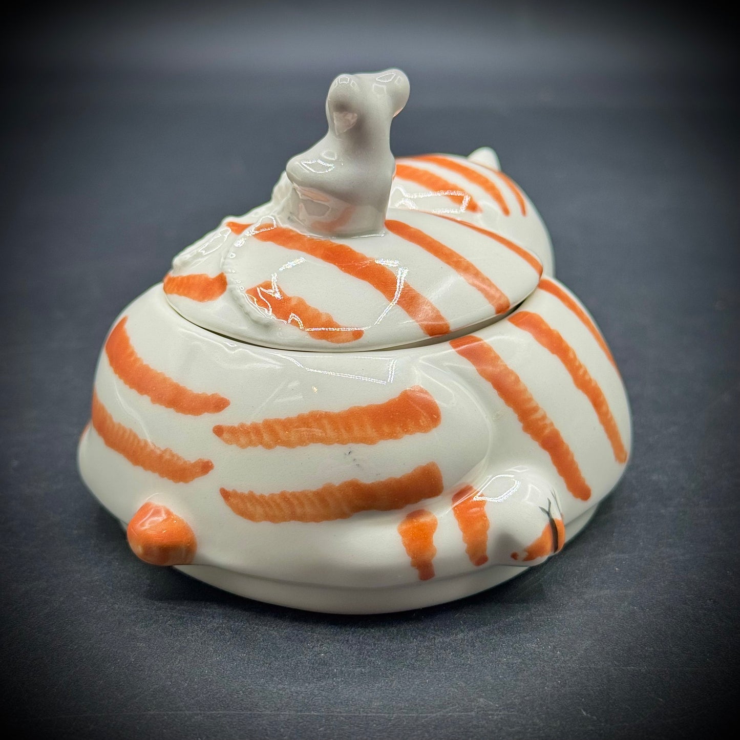 Adorable Ceramic Sleeping Cat & Mouse Trinket Box