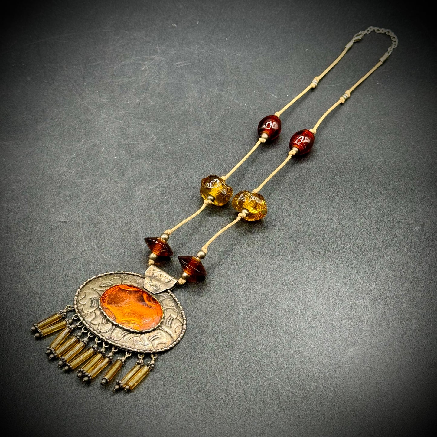 Amber Pendant Necklace Egyptian Revival