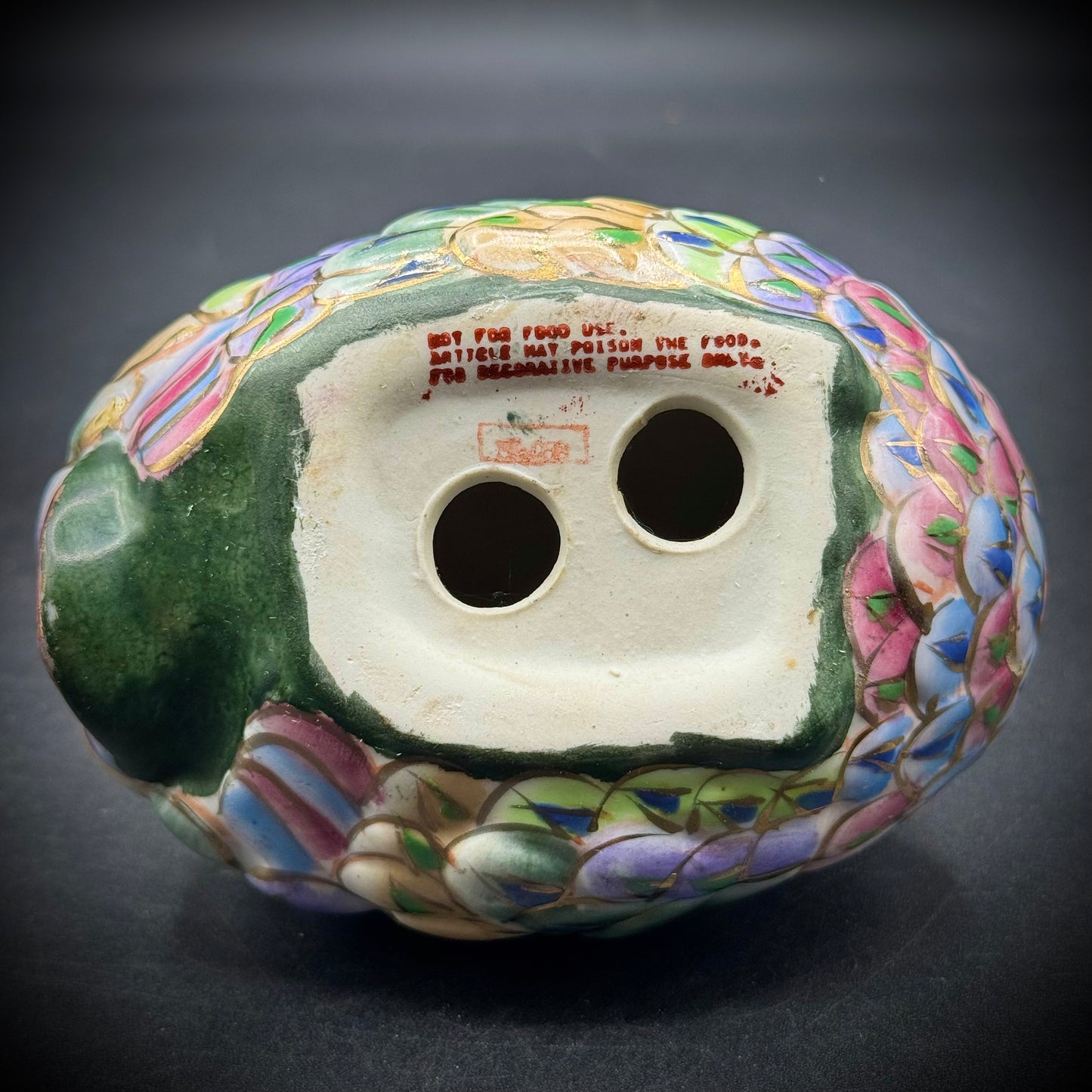 Colorful Ceramic Partridge/Quail with Gold Accents