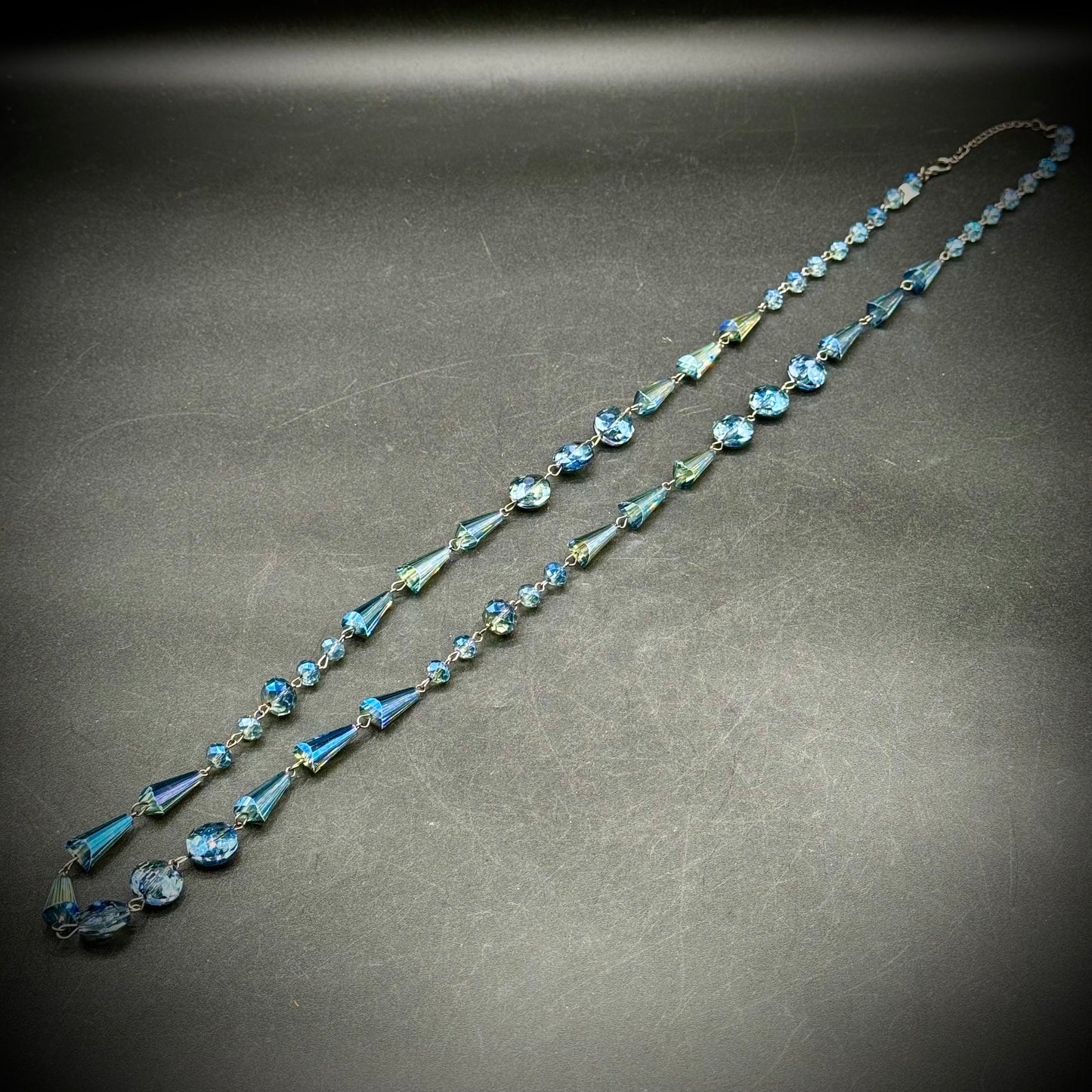 Czech Crystal Faceted Blue Bead Necklace