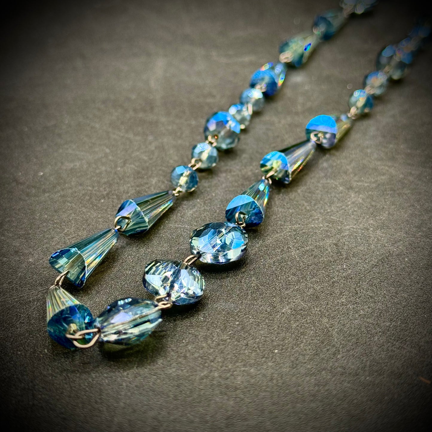 Czech Crystal Faceted Blue Bead Necklace