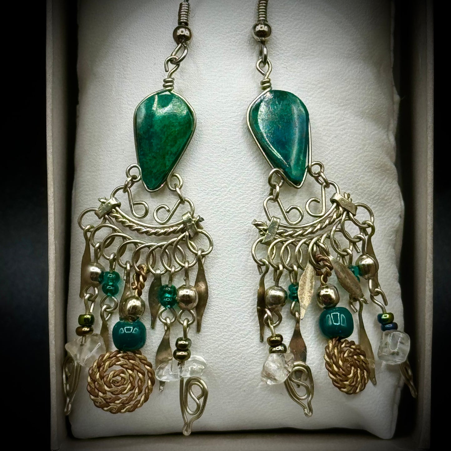 Natural Stone Earrings w/Turquoise & Silver