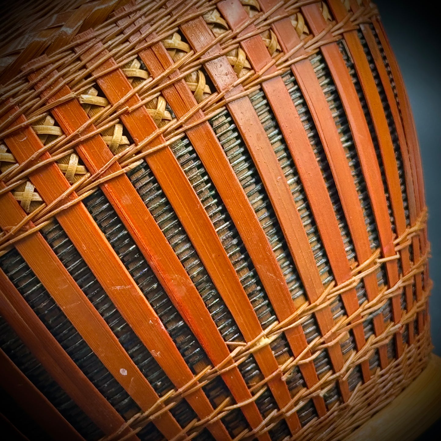 Vintage 1970s Heavy Rattan Basket Planter with Ceramic Insert