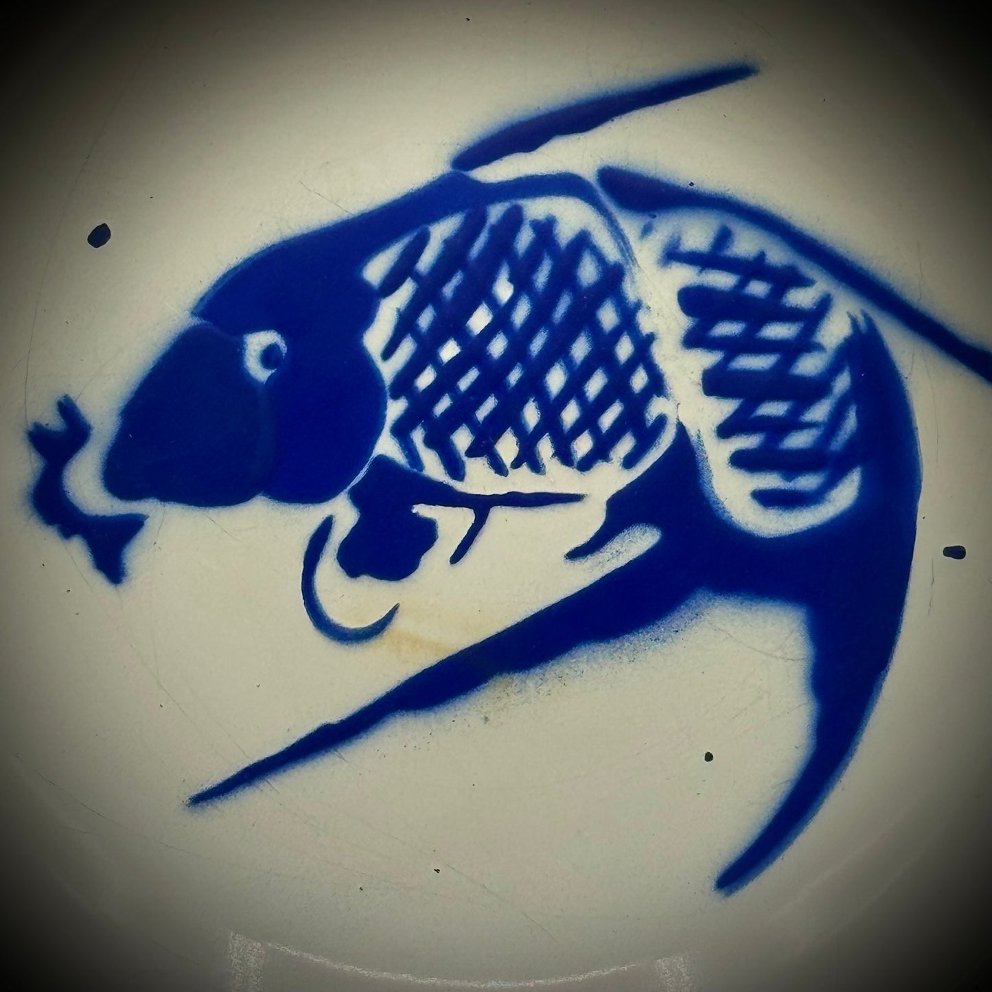 Vintage 1970s Koi Motif Enamel Ware Bowl