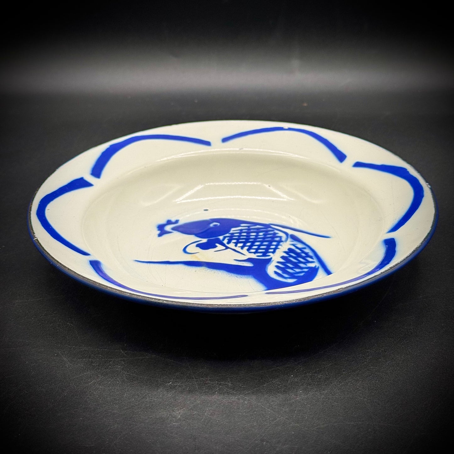 Vintage 1970s Koi Motif Enamel Ware Bowl